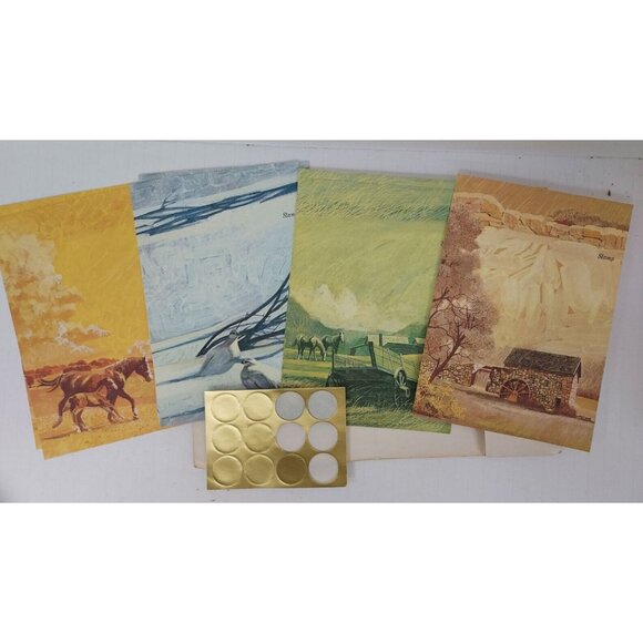 Stationery Sets Lot of 4 Hallmark & Current, Horses, Western Christmas, Plain - Picture 8 of 12